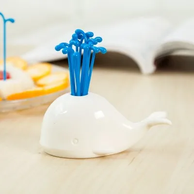 BF040 Lovely whale fountain fruit fork suits Creative animal to sign Fashion small 10*4.9*4.5cm | Дом и сад