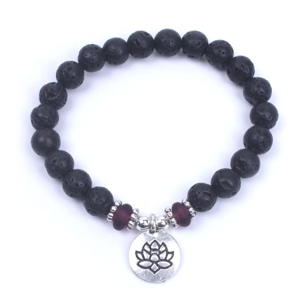 8mm Natural stone beads with OM Lotus Buddha yoga bracelet set of 3 men &amp women strand dropshipping | Украшения и аксессуары
