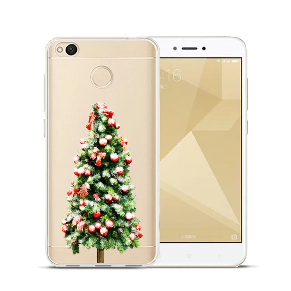 Рождественский Мягкий силиконовый чехол из ТПУ для Xiaomi Redmi 4X 5 Plus 6 Pro Note 4 Mi A1 A2