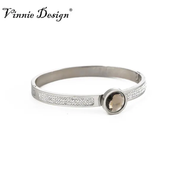 Браслет Vinnie из нержавеющей стали с роскошными кристаллами 12 мм|steel bangle|stainless steel
