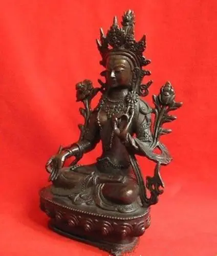 Бесплатная тибетская бронзовая белая статуя Будды Kwan-yin Tara 6 4 &quotH | Дом и сад