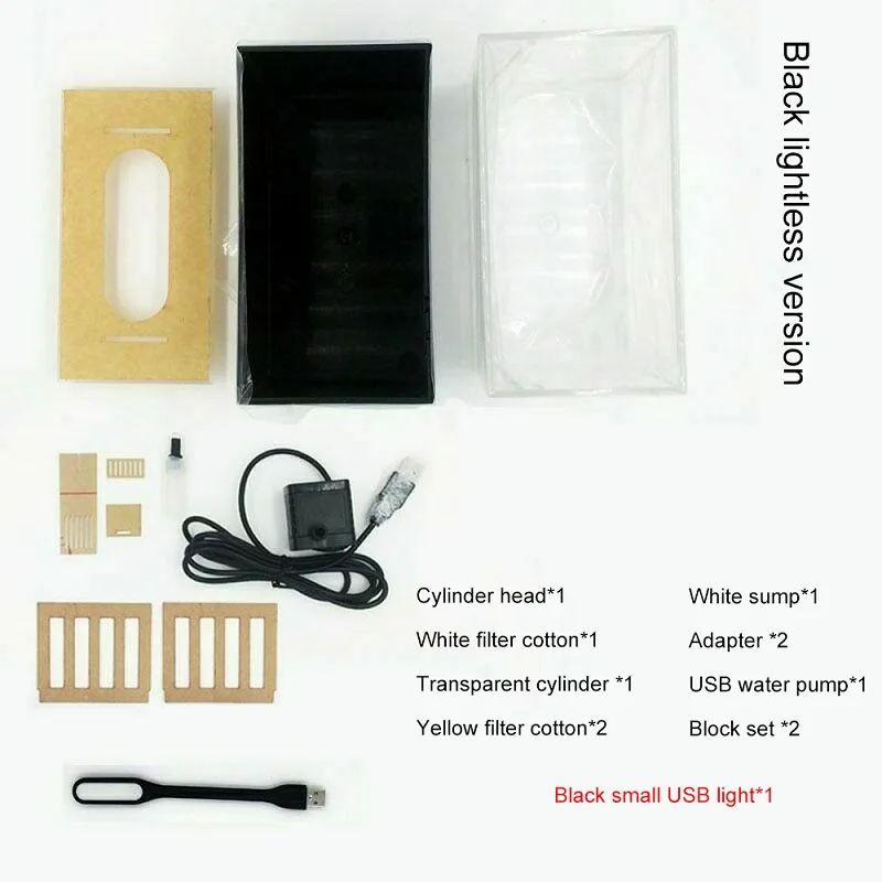 black without lamp 1Л мини пластиковый аквариум портативный Настольный аквапонный аквариум Betta аквариум с фильтрацией воды светодиодный тихий воздушный насос для рыб - Цвет: black without lamp