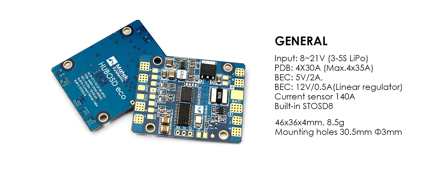 Блок питания Matek HUBOSD eco H концентратор OSD PDB датчик тока с BEC 5 В и 12 для квадрокоптера