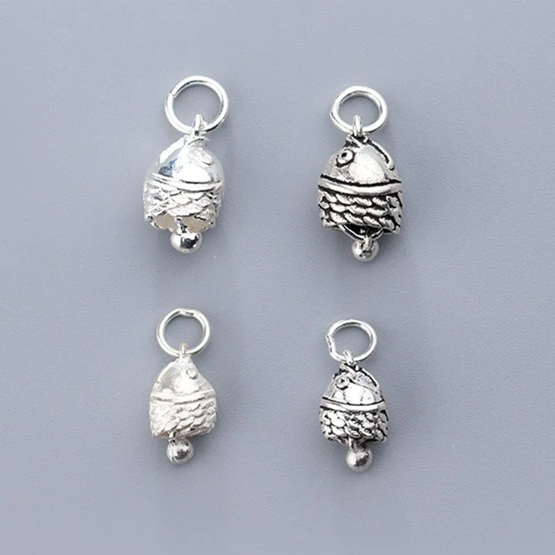 100 925 Sterling Silver Ringing Fish Bell Charms 10mm 12mm Craft Pretty Earring Pendants Findings DIY Silver Jewelry Making