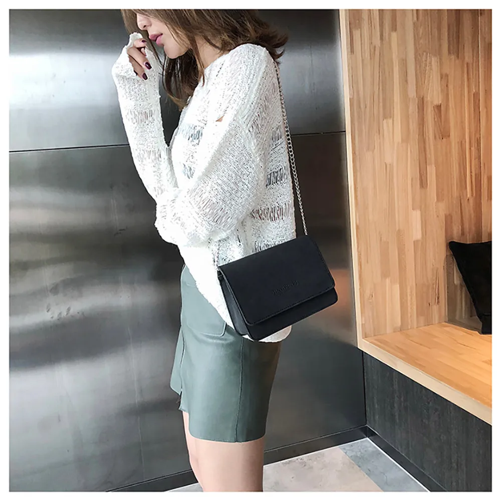 Модная однотонная кожаная женская сумка простые сумки с цепочкой маленькие