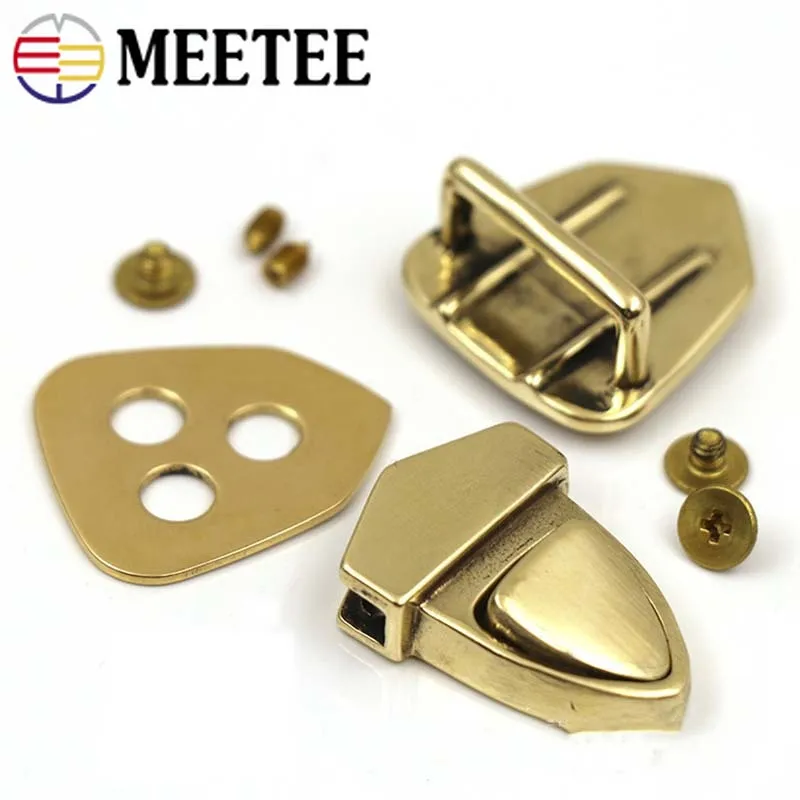 Meetee 1/2/5 шт 34x25 мм латунный замок с язычком застежка поворотным переключателем