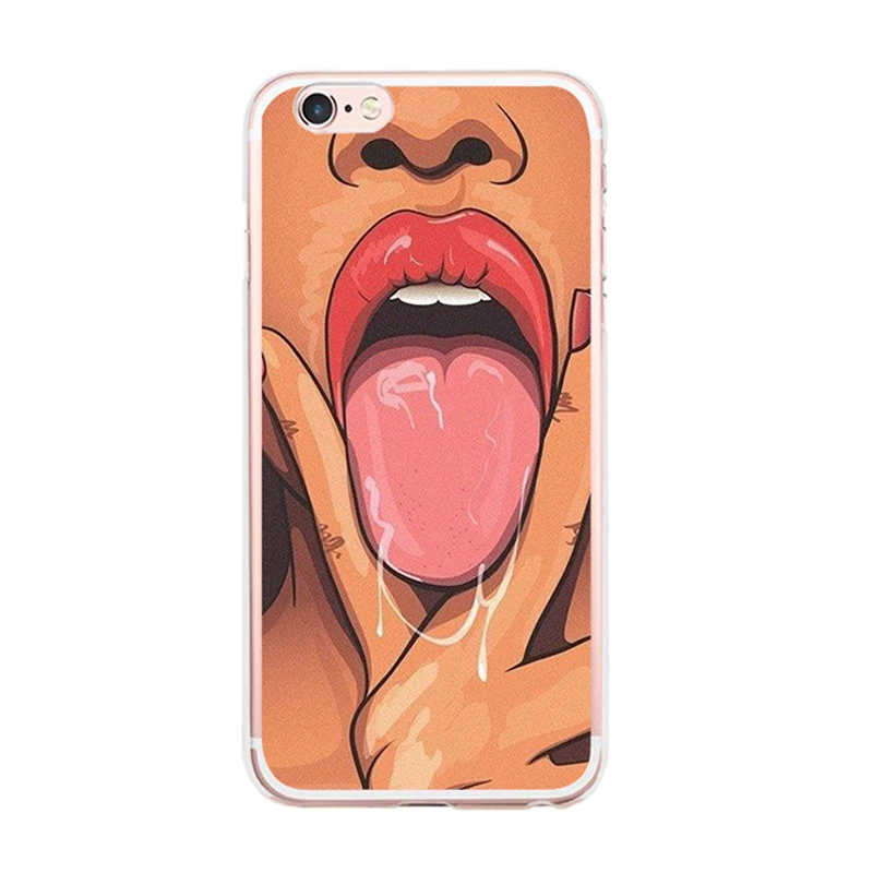 Tpu Silicone For iPhone 6S Crazy Sexual Sexy Tongue Girl Back Covers Phone Cases Coque Apple 6 6sPlus Soft Shell Bags | Мобильные
