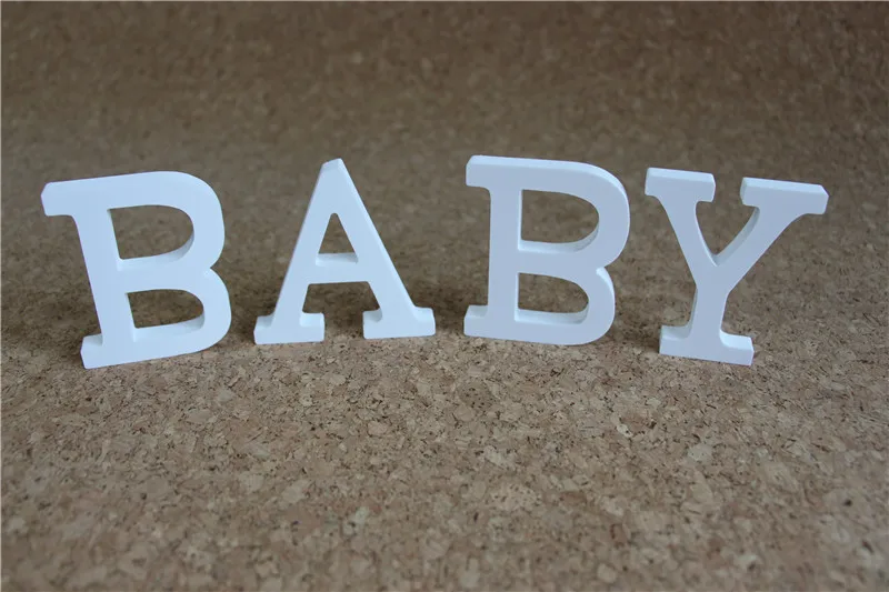 BABY Стоящий 8 см Искусственный деревянный дерево белые буквы Алфавит слова Свадебная вечеринка Декор для дома бабочка Корона кольцо с алмазом в форме сердца - Цвет: BABY