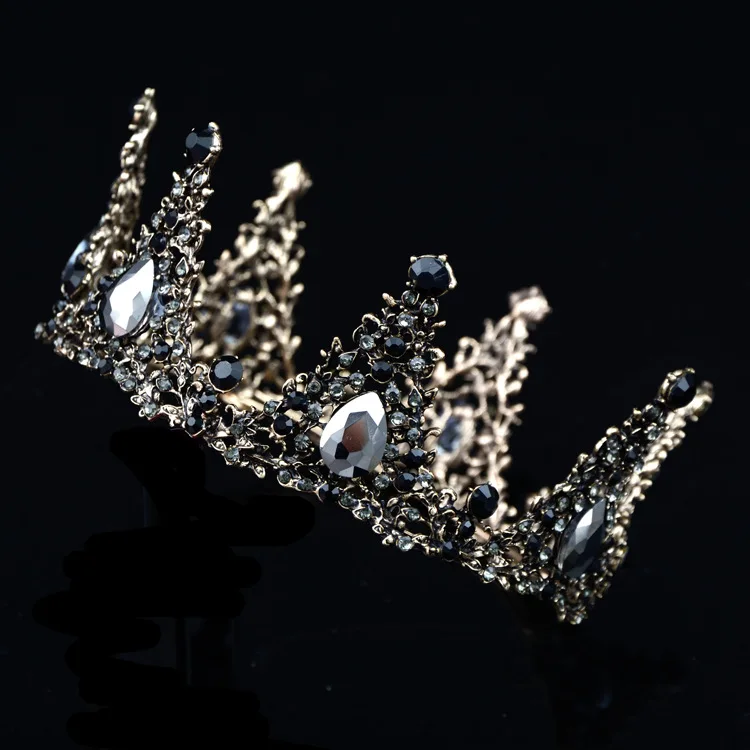 XL7 Chen yun Jewelry Wedding Dress Accessories Hair Accessories Birthday Cake Vintage Black Baroque Crown Headdress Wholesale