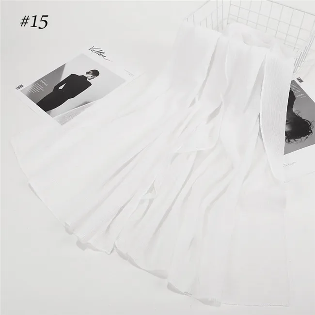 color 15 white Новинка из жатой ткани с отложным воротником модные мусульманские хиджабы в полоску женское Макси-шарф; Новинка; кожа; со складками хиджаб шарф простые шали Исламской шарф Горячая Распродажа - Цвет: color 15 white