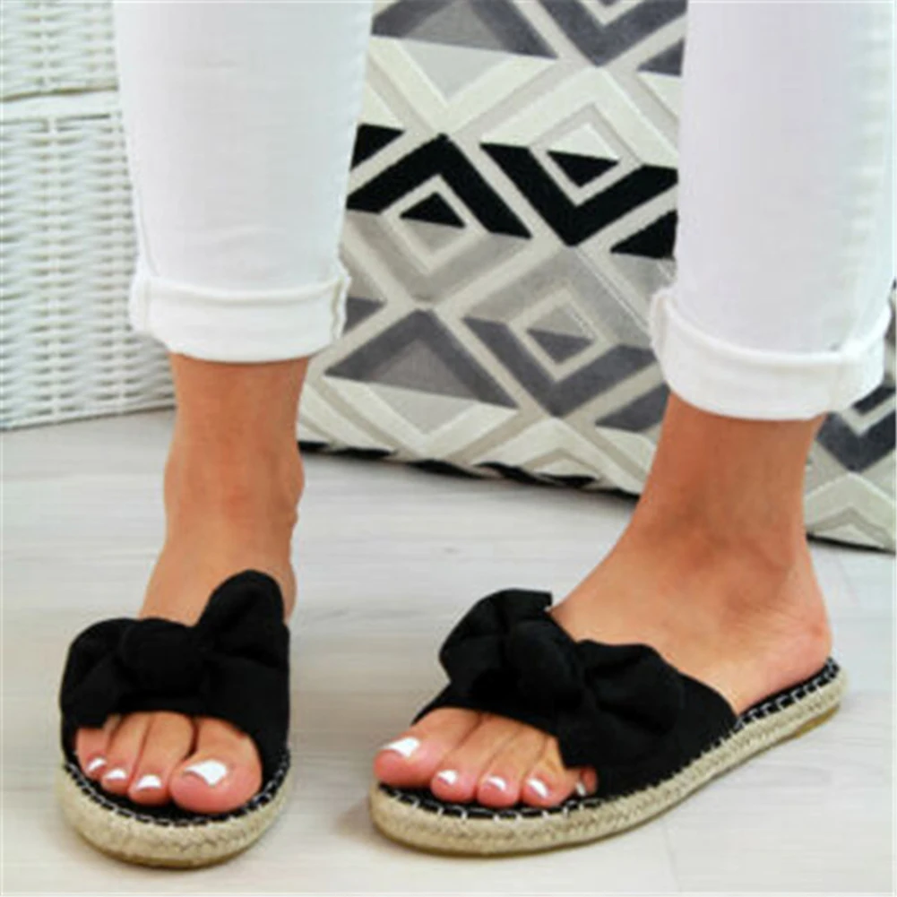 Женские сандалии без шнуровки с бантом на плоской подошве леопардовые льняные