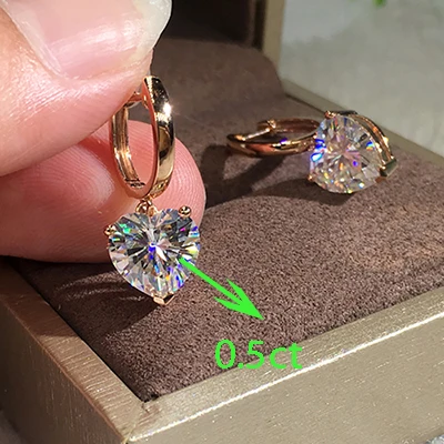 18 K золото 2 шт 1CT 6,5 мм D цвет серьги с муассанитом для женщин M-0.8 - Цвет камня: 0.5ct