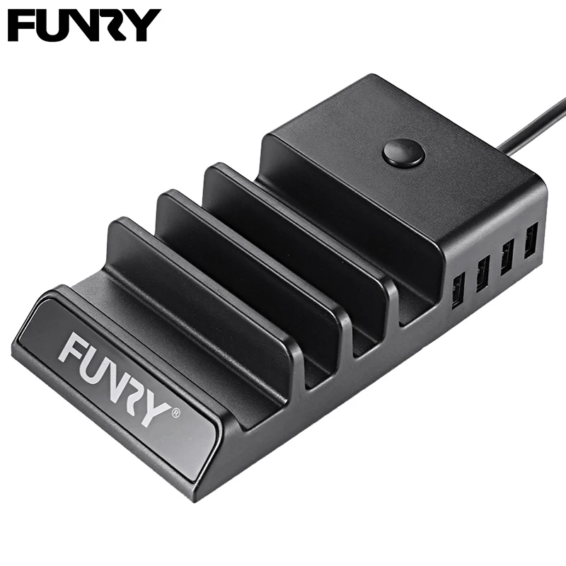 Funry CHG-EU002 Зарядное устройство USB с европейской вилкой 4 интерфейс разъем питания