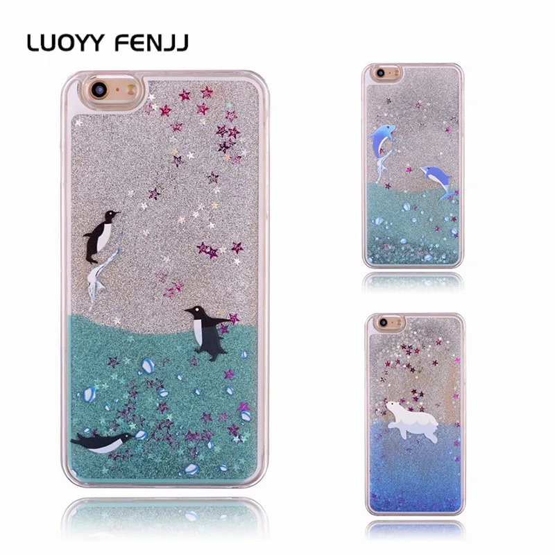 Милый чехол LUOYY FENJJ с зыбучим песком для iPhone 6 6s 7 Plus 5 5S SE телефона из жидкого