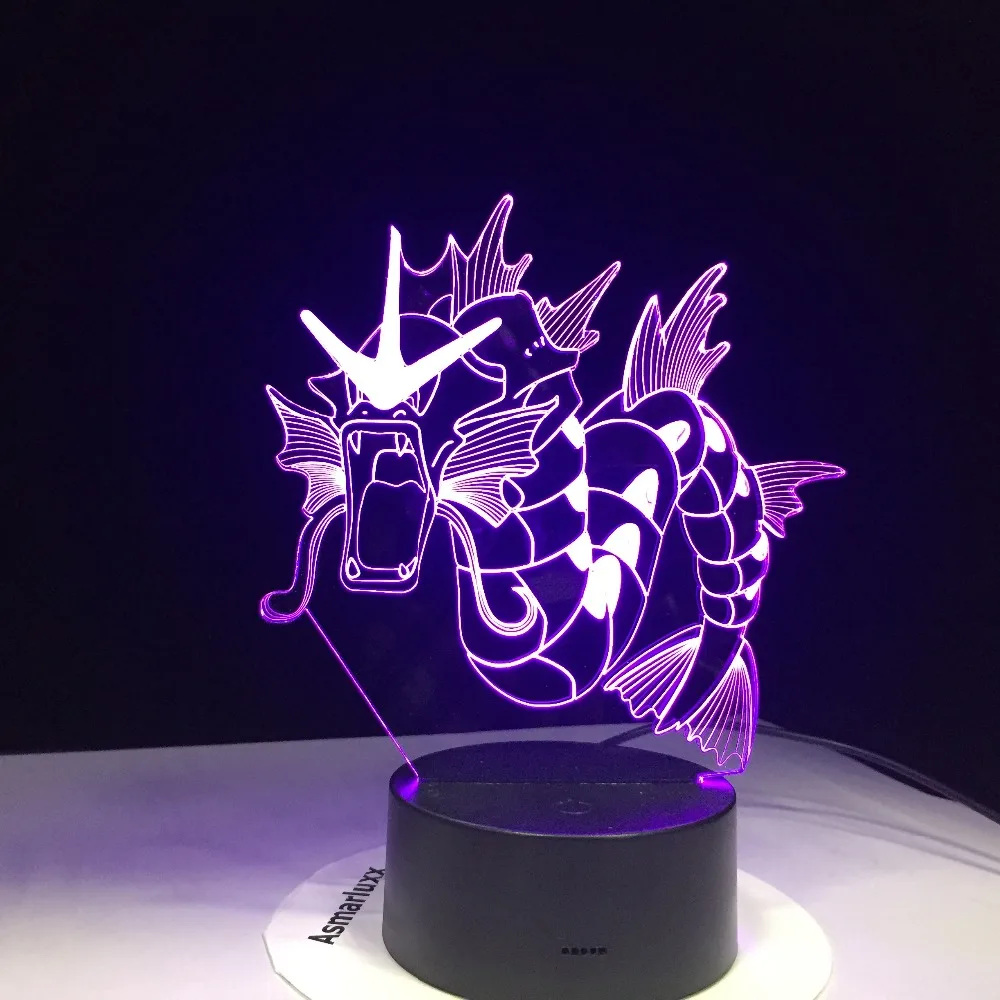 Gyarados Pokemon 3D лампа 7 цветов Светодиодные ночные лампы для детей сенсорные светодиодные Usb настольные лампы Lampara Lampe детский ночник для сна Прямая поставка