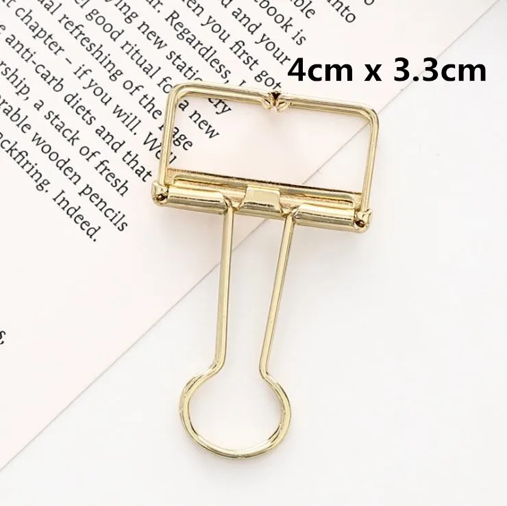 4cm x 3.3cm golden 5 шт. креативный Корейский Металлический Зажим Для Бумаги Закладка скрепка для бумаг зажим для Bullet Journal фото сообщение билета документ биндеры канцелярские - Цвет: 4cm x 3.3cm golden