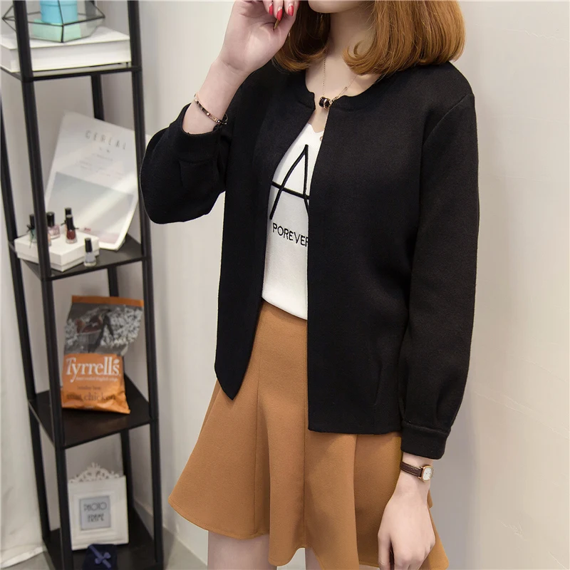 see chart OHCLOTHING ZCH- весенний короткий свитер Ms. small с длинными рукавами, вязаный кардиган, универсальный свободный свитер - Цвет: see chart