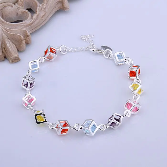 LKNSPCH220 925 jewelry silver plated bracelet 925-sterling-silver fashion Colored Stone Bracelet /afsaiwza bscakjja | Украшения и