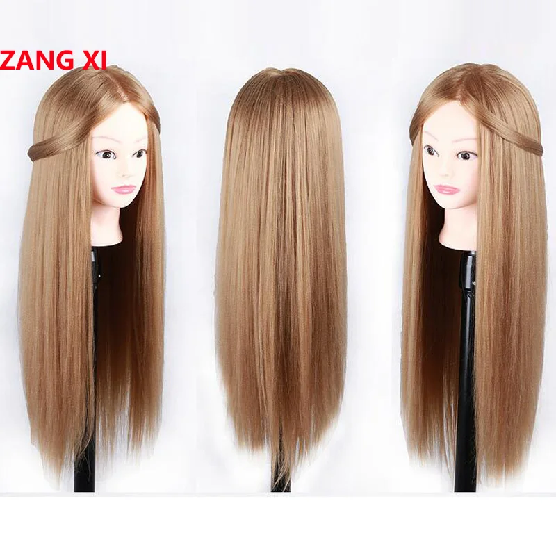 26inch 100% High Temperature Fiber Blonde Hair Training Head For Braid Hairdressing Cosmetology Woman Hairdressing Mannequins