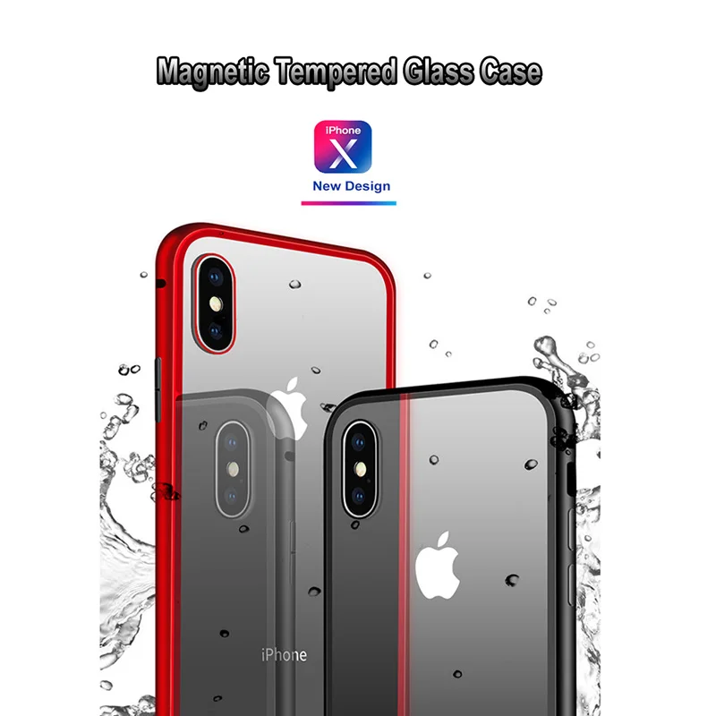 Новый металлический магнитный чехол для iPhone XR XS MAX X 7 8 Plus закаленное стекло задняя
