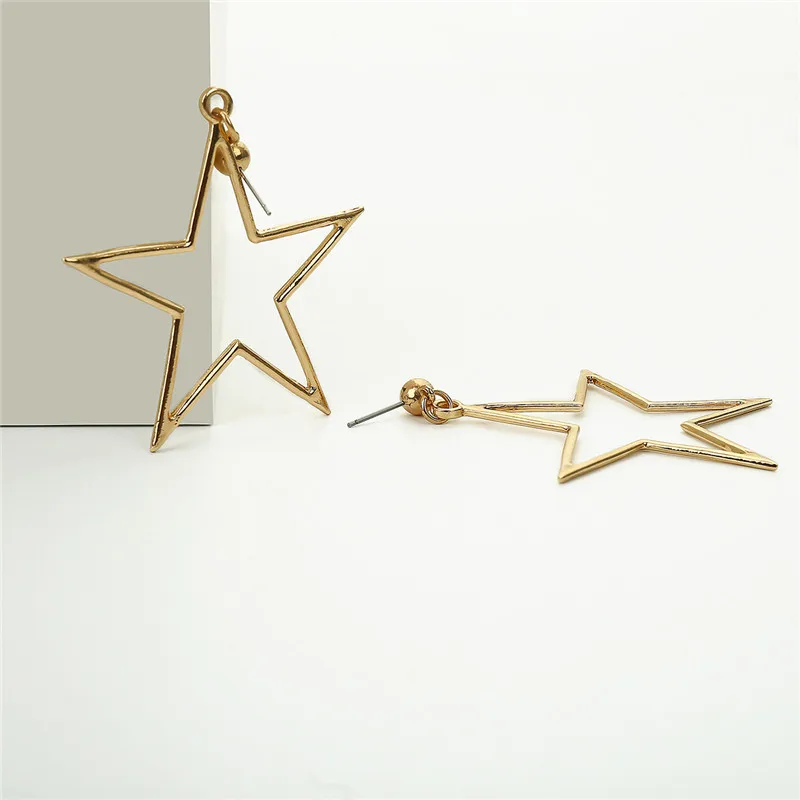 Женские минималистичные серьги подвески со звездами элегантные золотистые