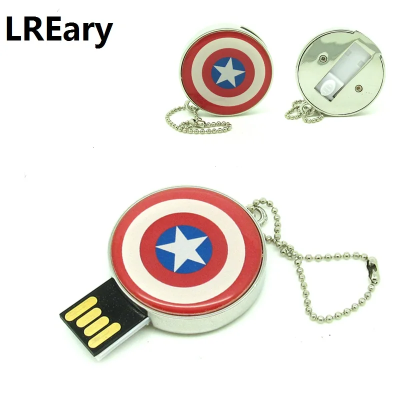 Металлический флэш-накопитель super hero Captain America Shield USB карта памяти 4 ГБ 8 16 флешка в