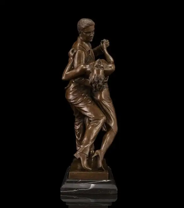 16&quot Copper Art Deco Sculpture One Couple Woman and Man Ballroom Dancing Statue | Statues &amp Sculptures