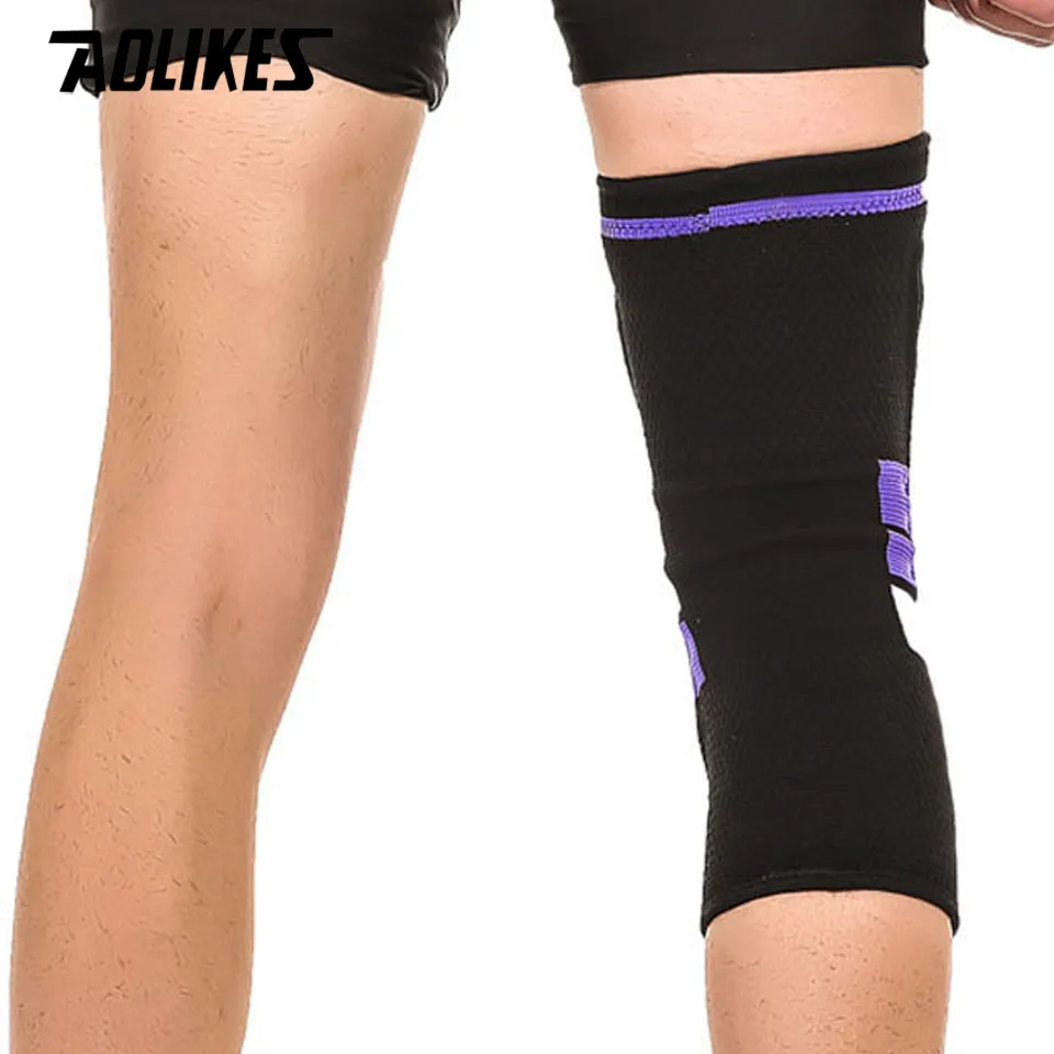 

AOLIKES 1PCS Fitness Running Knee Support Protect Gym Sport Braces Kneepad Elastic Nylon Silicon Padded Compression Knee Pad