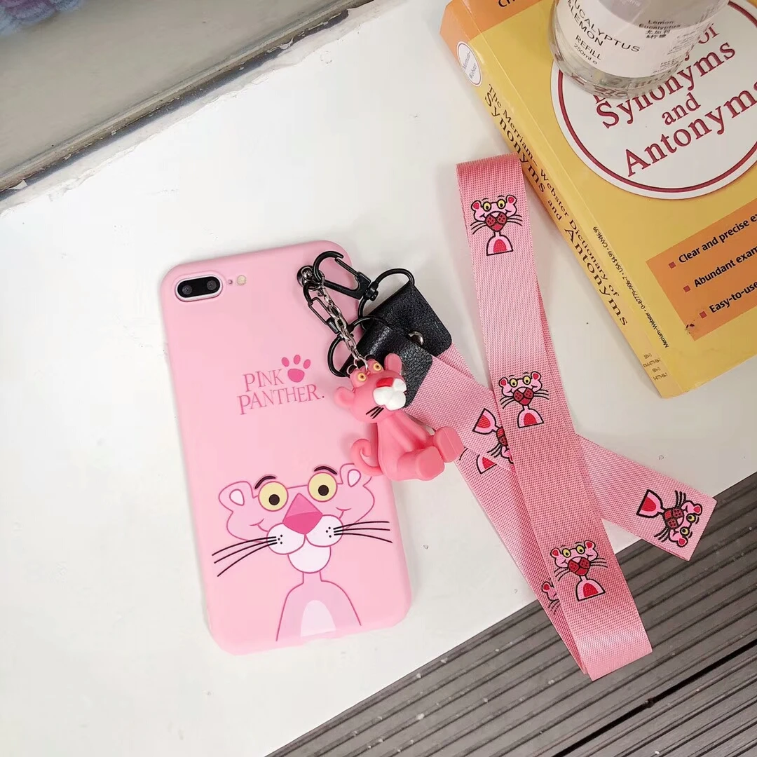 Чехлы для телефонов iPhone 7 Plus 6 6s 8 X милые розовые Пантеры Мультяшные Мягкие