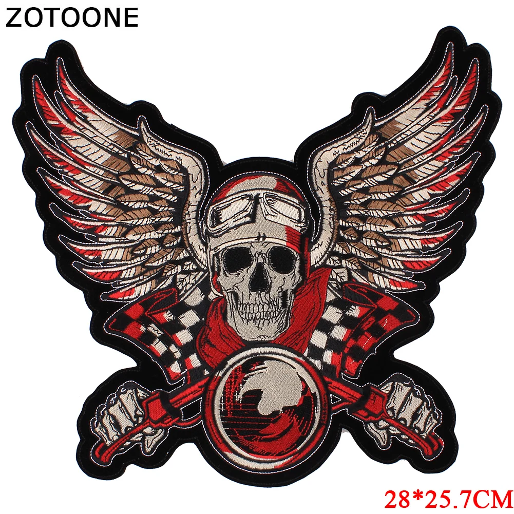 0138 ZOTOONE нашивка в стиле панк-рок, Байкерская нашивка с большой вышивкой, Байкерская нашивка, Байкерская нашивка с утюгом для одежды, джинсовый жилет, куртка, нашивка на спине C - Цвет: 0138