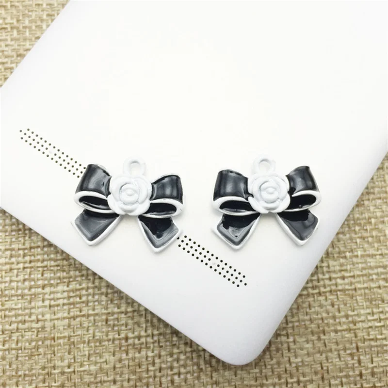 5pcs/lot High Quality Alloy Bowknot Charms Necklace Pendants DIY Jewelry Accessories bracelet Charm Flower Rose 18mm*21mm |