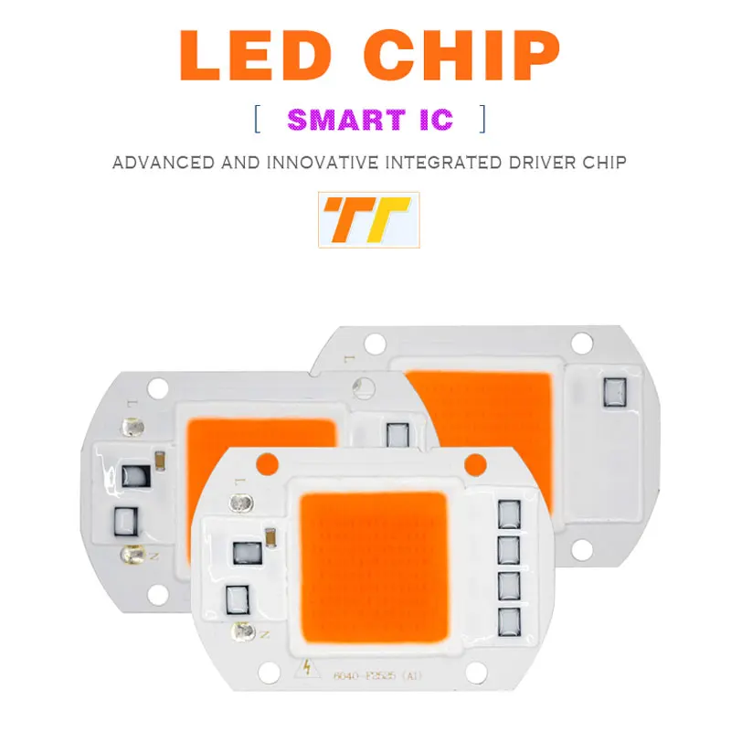 Лампа для выращивания чип полный спектр переменный ток 220 В 20 Вт 30 50 светодиодный