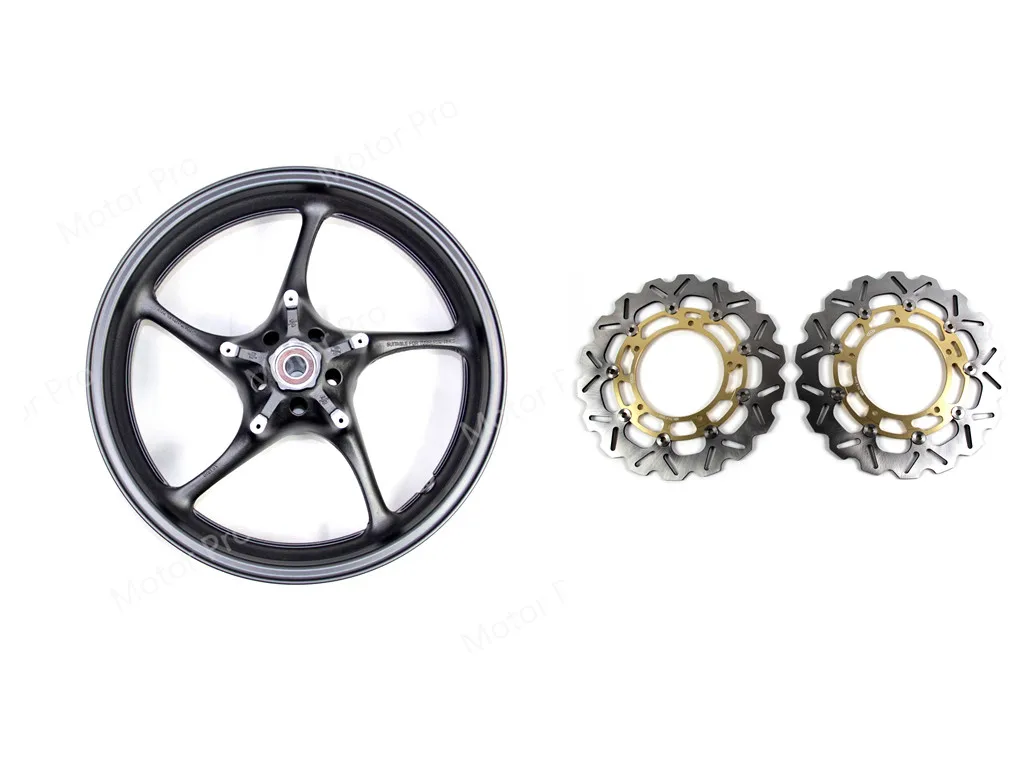 Для Yamaha YZF R1 2006-2012 переднее колесо тормоз обода дисковый диск ротор аксессуары для мотоциклов 2007 2008 2009 2010 2011 YZF-R1 черный - Цвет: Black Rim Gold Disc