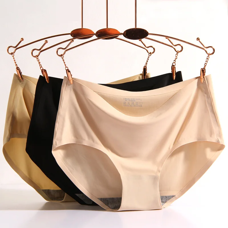Женские бесшовные трусики Ixuejie шелковистое нижнее белье однотонные модные