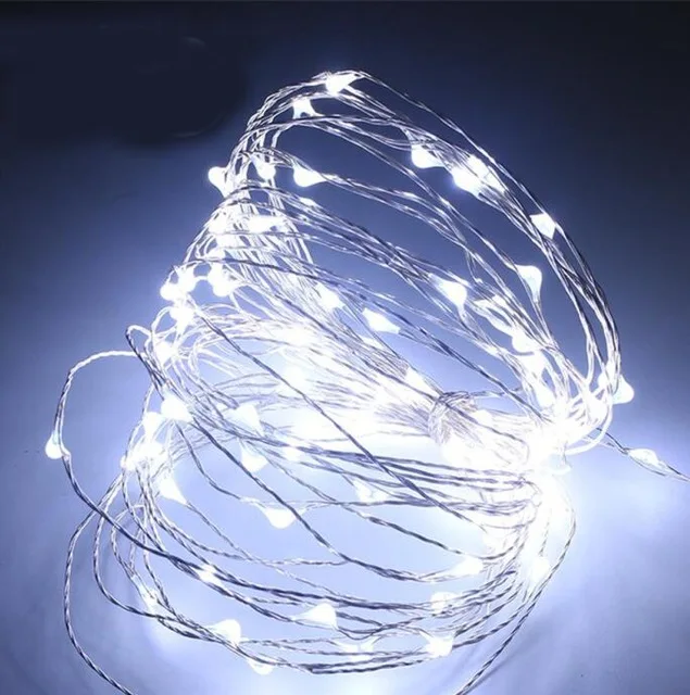 Белый 5 м 10 м rgb led Рождество Строка свет с пульта дистанционного управления Батарея светодиодный Медный провод Фея огни строки гирлянда открытый - Испускаемый цвет: Белый