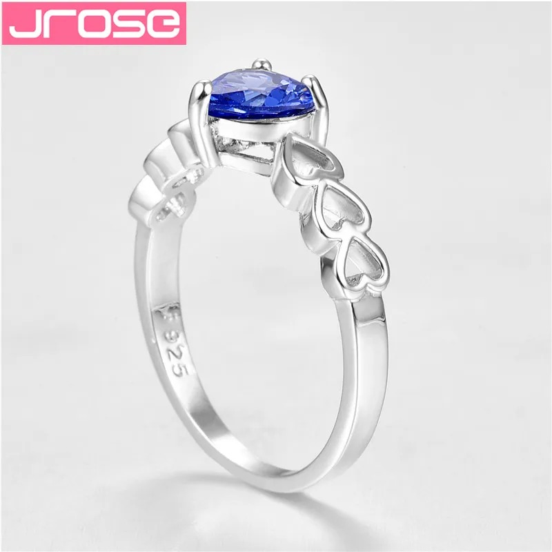 JROSE новинка модные кольца с сердцем светло голубой кубический циркон серебро 925