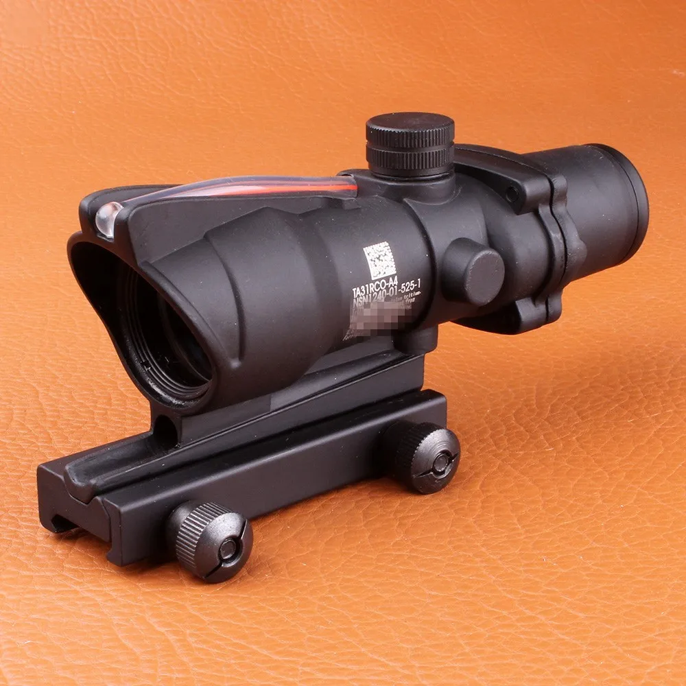 Hunting ACOG 4X32 SCOPE Fiber Source Red Green Orange Illuminated Scope Black Tan Color Tactical Riflescope