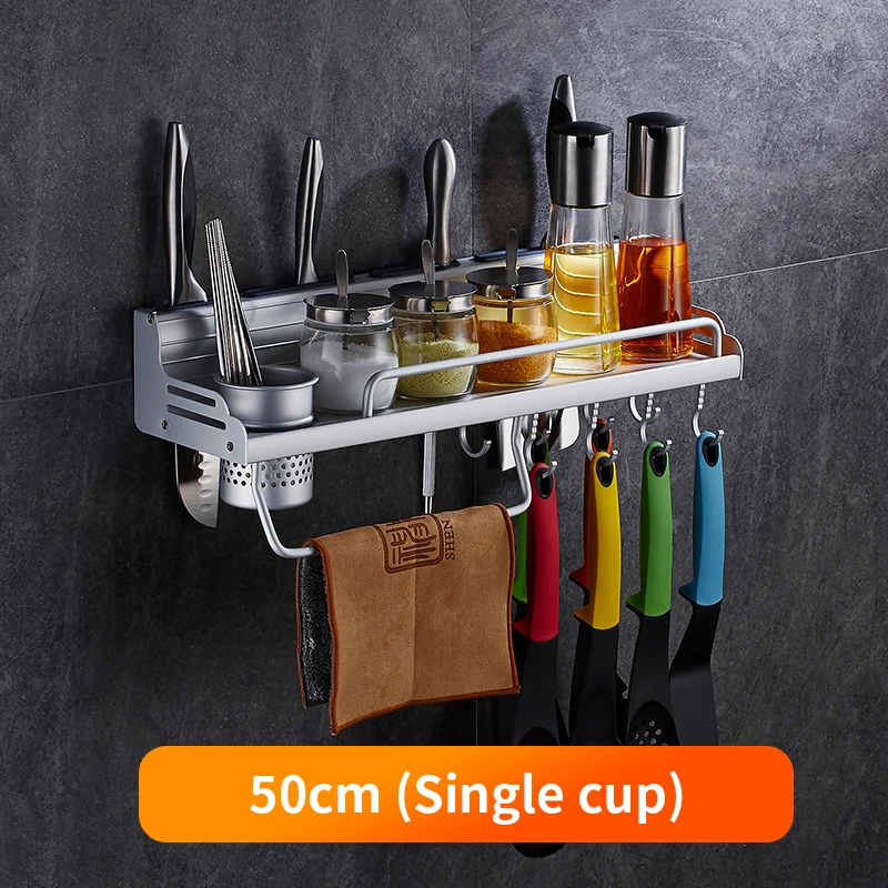 50cm 1 cup BVZ многофункциональный держатель ножей с крючками, кухонная полка для хранения ножей, настенный стеллаж, подставка для ножей, держатель зазора - Цвет: 50cm 1 cup