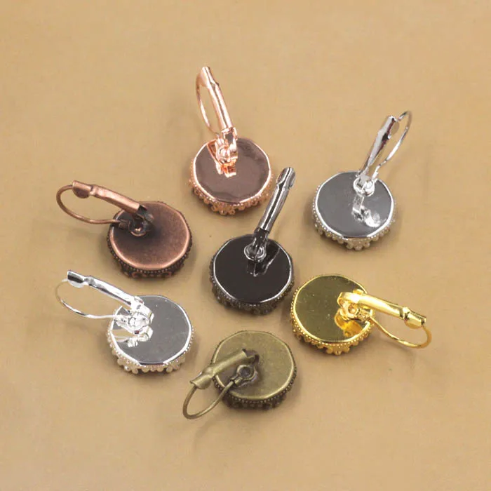 Пустые Зажимы для ушей основа сережек с крючком 12 мм 15 стандартные кабошоны из