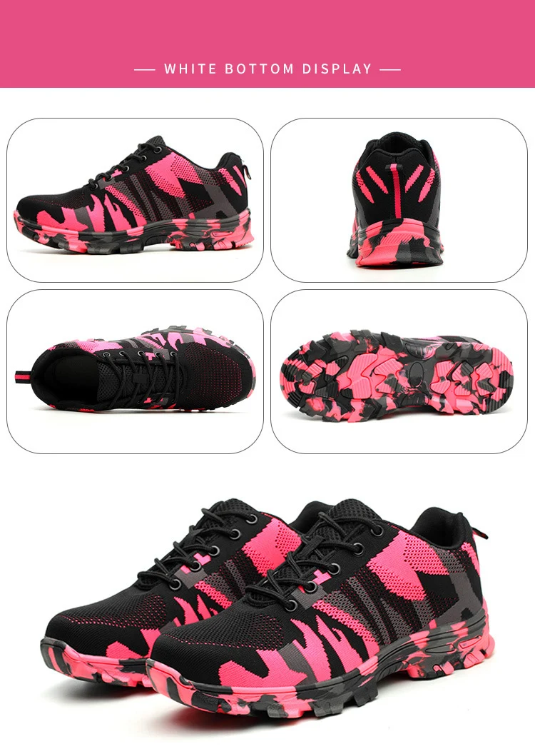 Women Steel Toe Safety Work Shoes Industrial Construction Sneakers Puncture Proof Lightweight Breathable Slip Resistant Shoes