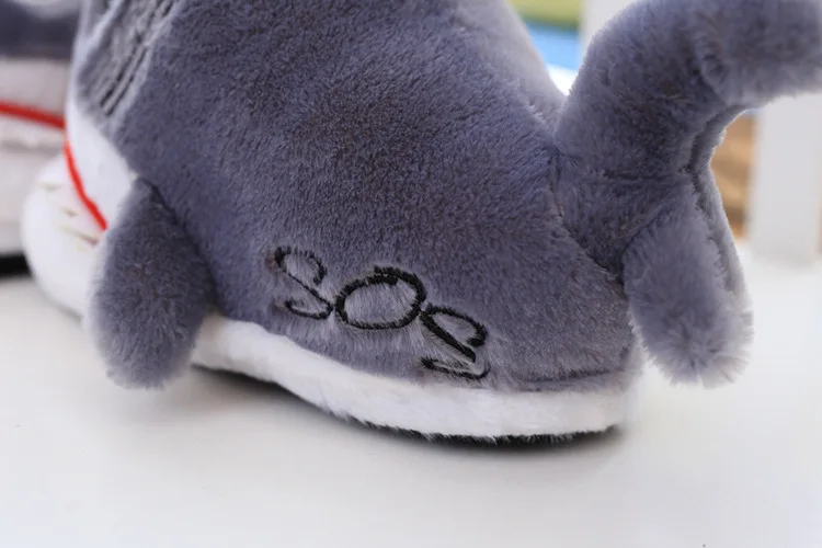 Funny Shark slippers for girls Winter Flock Short plush House shoes women Cute cartoon Bedroom slippers Flat with Soft