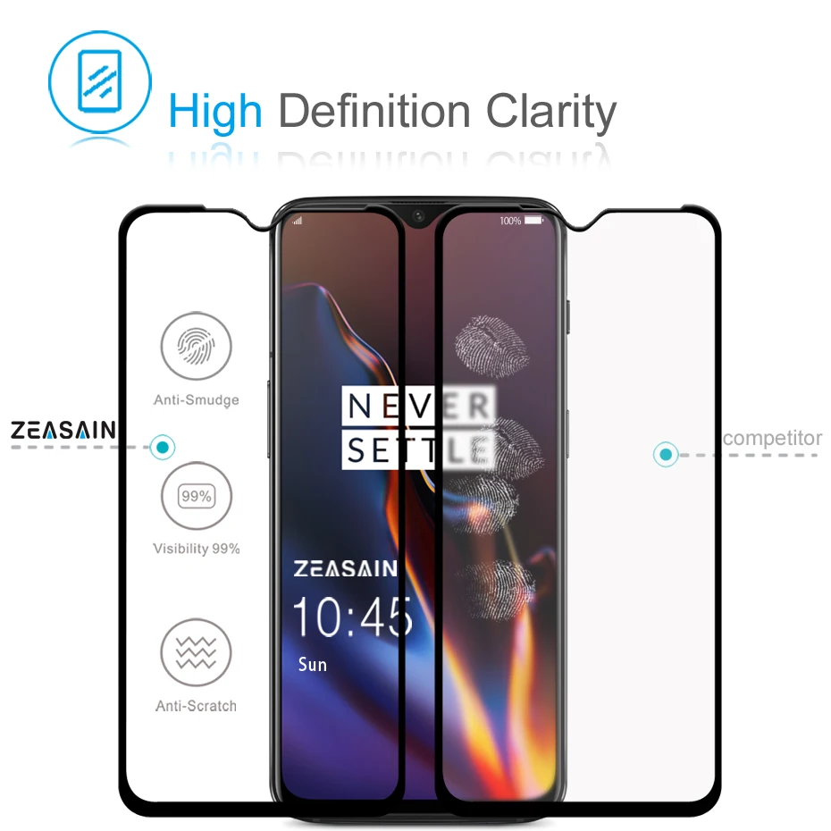 2 шт Оригинальный ZEASAIN протектор экрана для OnePlus 6 T OnePlus6T One Plus 1 + закаленное стекло