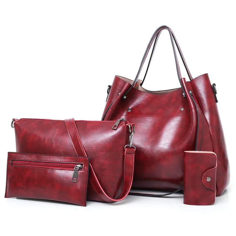 

4pcs/set Large-capacity handbags European and American Shoulder Bags for women 2019 famous brand retro Casual tote bag sac bolsa