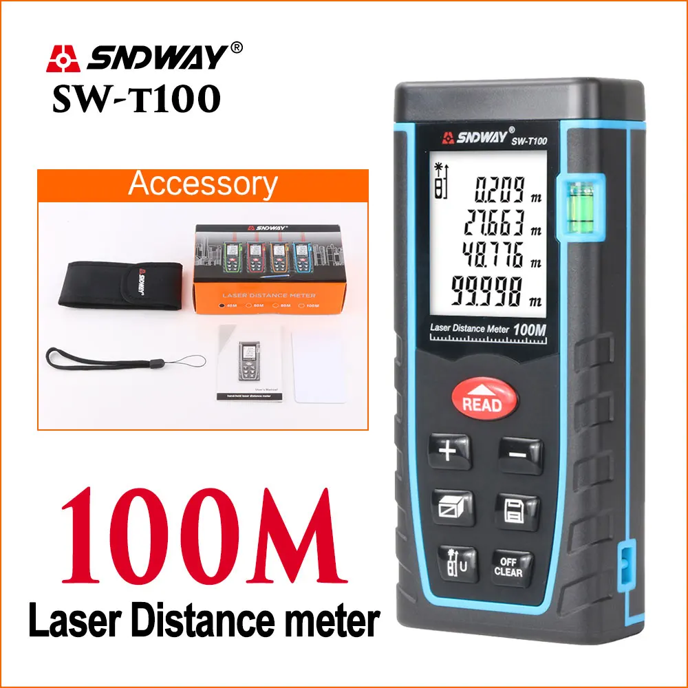 SW-T100 Лазер sndway, дальномер, рулетка, мини цифровой Ручной SW-T4S, серия T, 40 м, лазерный дальномер - Цвет: SW-T100