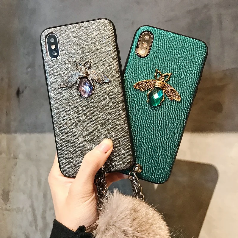 Fashion Simple 3d Crystal Bee Phone Cover Case For Iphone X 11 pro Xs Max Xr 10 8 7 6 6s Plus Luxury Hard Plastic Coque Fundas | Мобильные