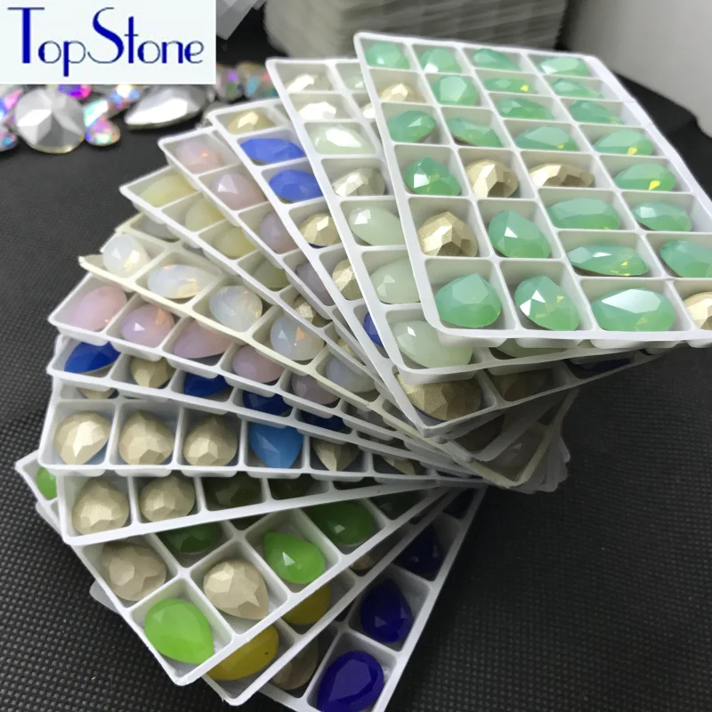 Topstone K9 Glass Crystal Opal 13x18mm Teardrop 28pcs Pointed Back Rhinestones More Colors Can mix colors High Quality | Дом и сад