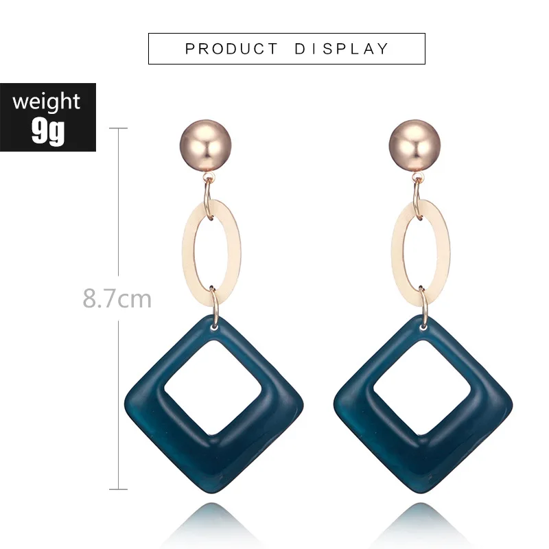 Exaggerated Geometric Square Drop Dangle Earring Bohemian Resin Acrylic Long Pendant Statement Earrings For Women Indian Jewelry | Украшения