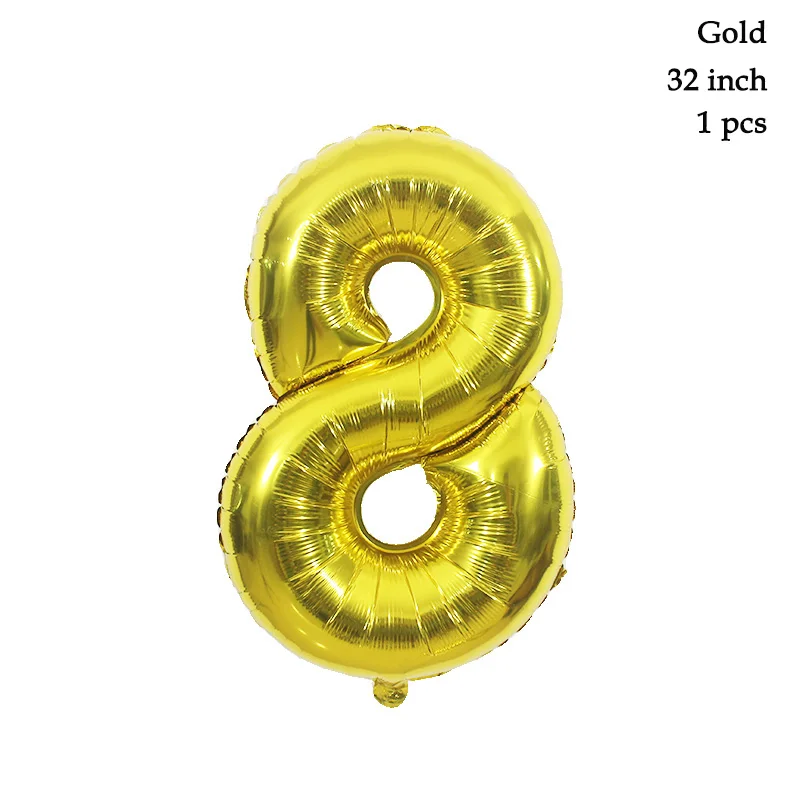 gold 8 Серебристые, черные вечерние шары на 30 дней рождения, золотые, черные, вечерние, декоративные шары на 30, 40, 50, 60, 70, вечерние шары с цифрами - Цвет: gold 8