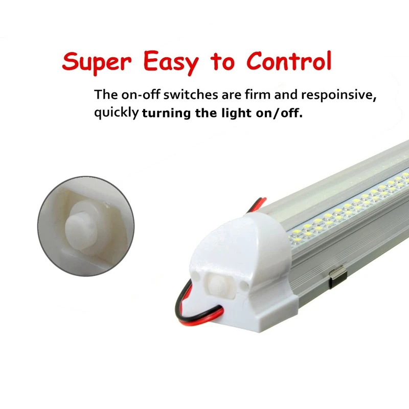 2Pcs 12V 2.5W 72 Led Universal Auto Car Caravan Van Bus Interior White Light Bar Work Strip Lamp On/Off Switch | Автомобили и