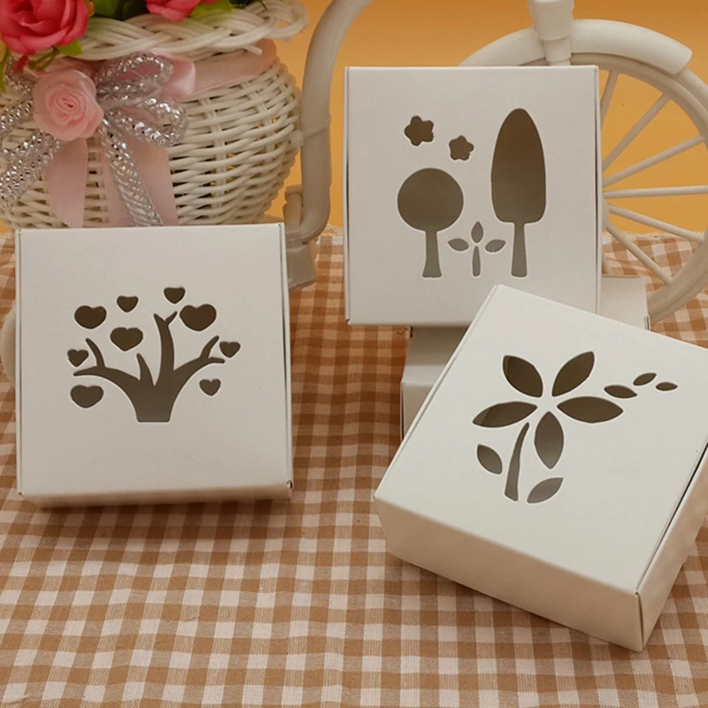 Белая коробка с окном полое Цветочное дерево мыло сердце для свадьбы конфет